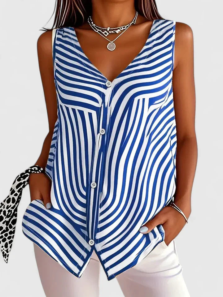 Brenda | Ærmeløs Knap-Front Bluse