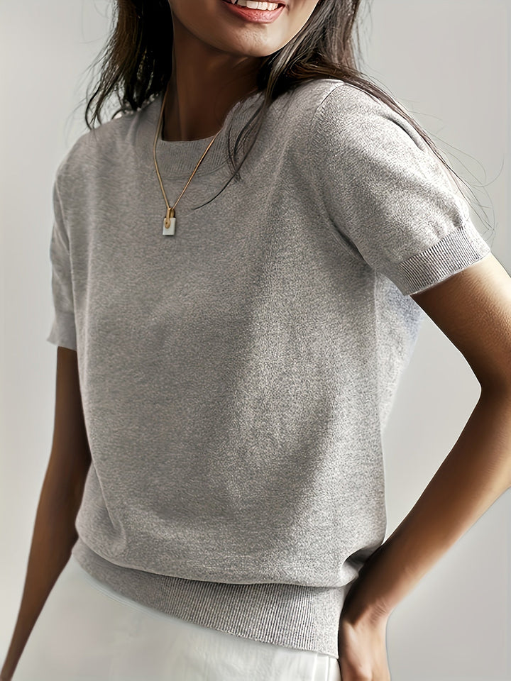 Harriet | Finstrikket T-Shirt med Korte Ærmer