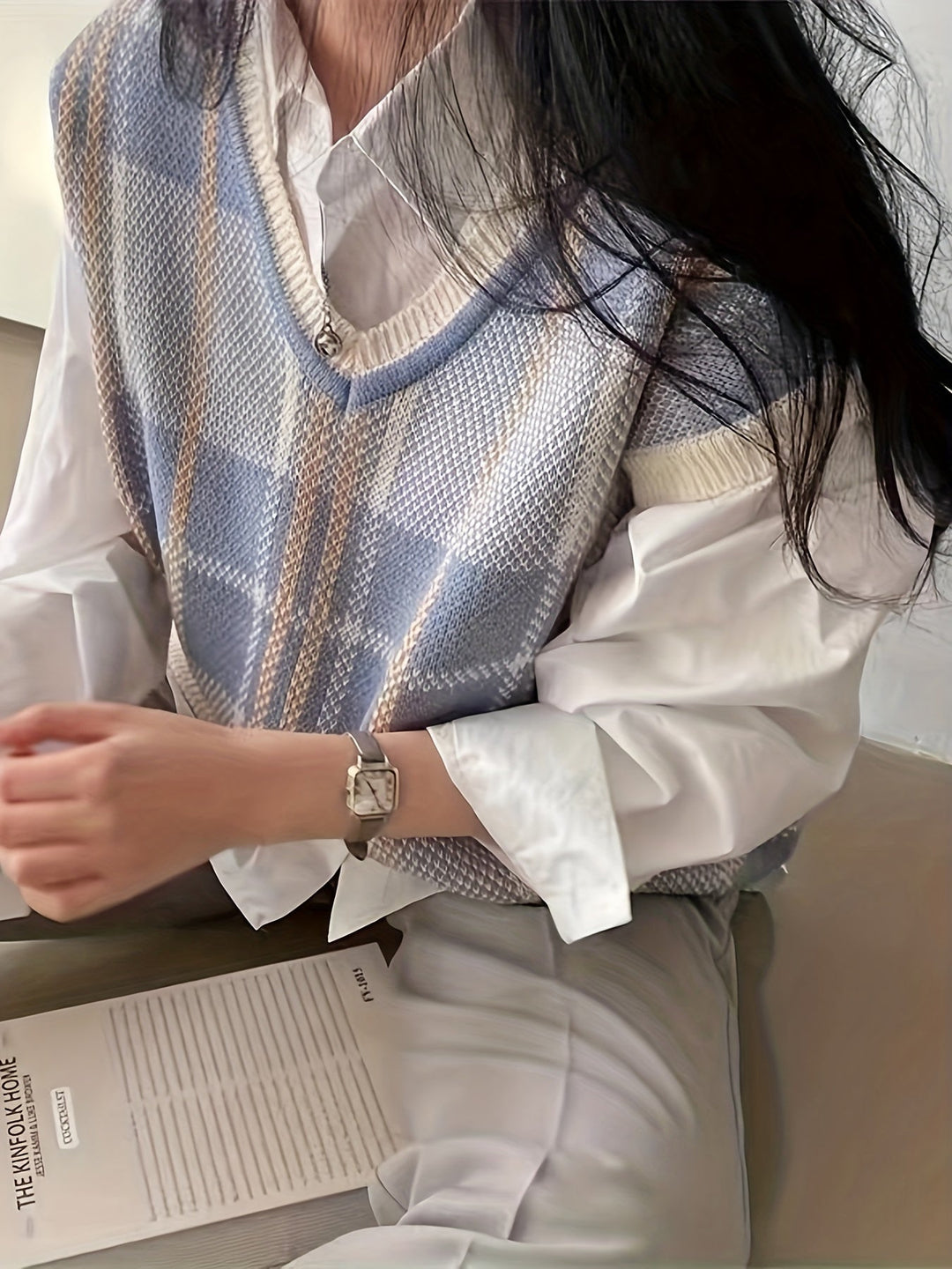 Marnie | Vintage Ternet V-Hals Sweater Vest