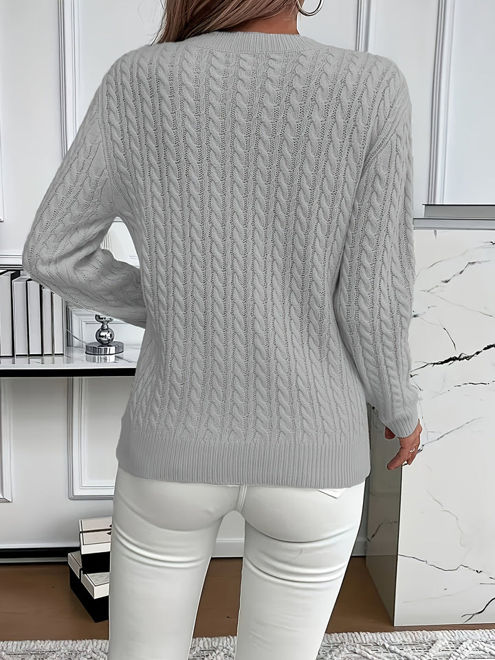 Faye | Kabelstrikket Rundhalset Sweater