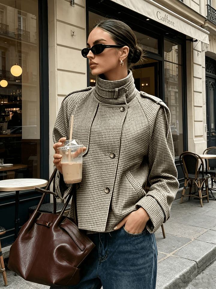 Marguerite | Jakke med Ståkrave i Houndstooth