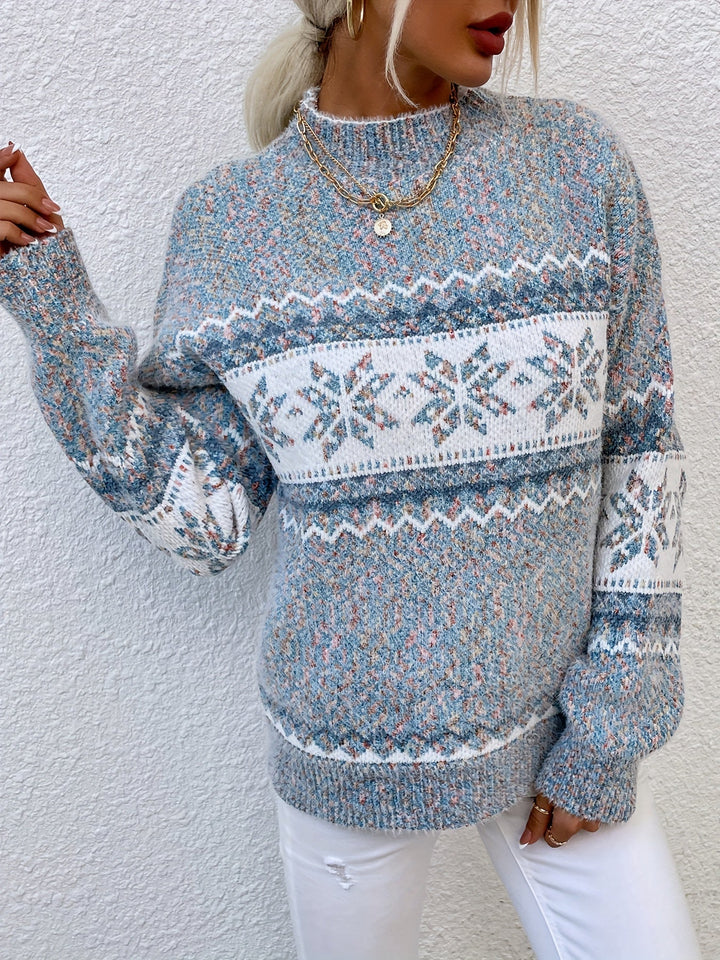 Tamsin | Cozy Snowflake Mock-Neck Sweater