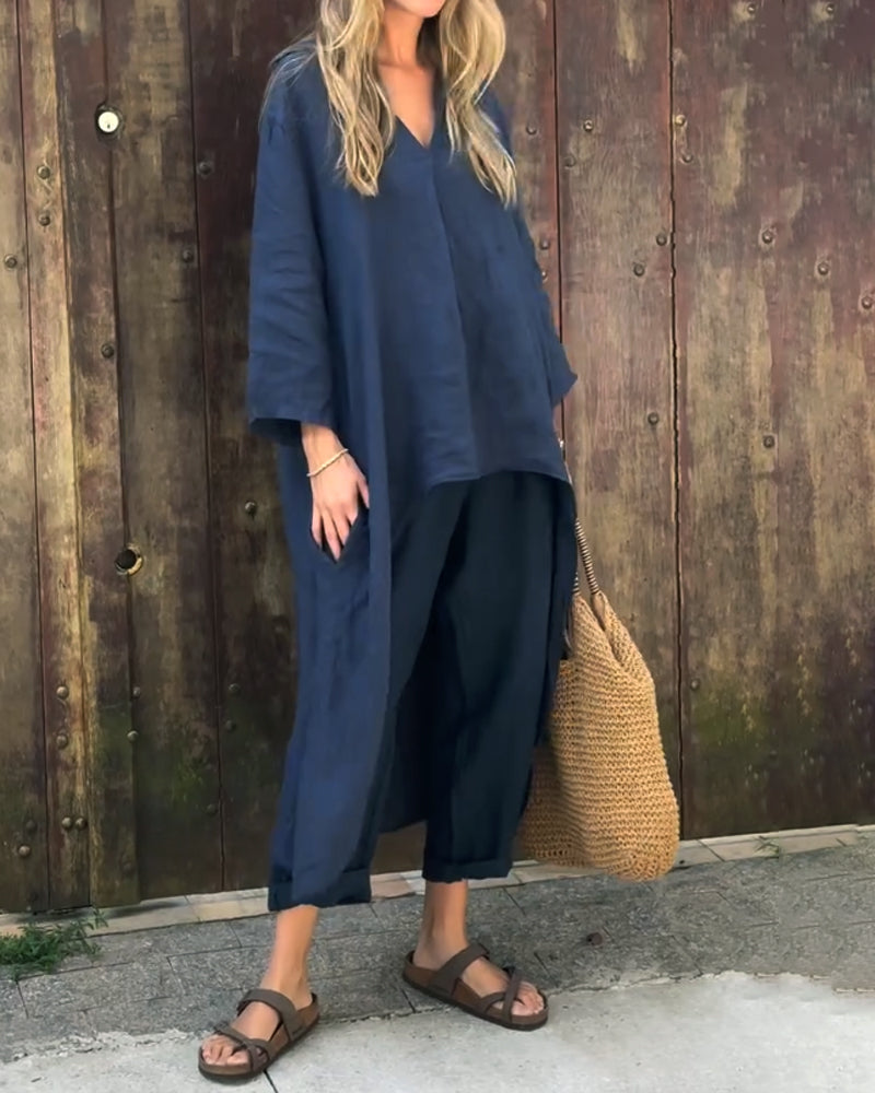 Stella | Elegant Løs V-Hals Sæt