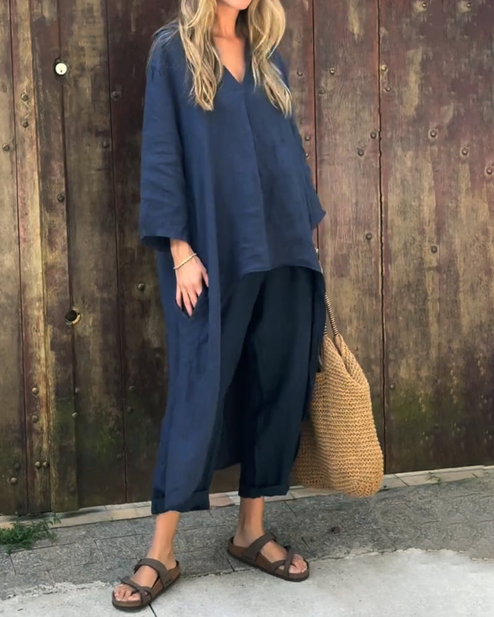 Stella | Elegant Løs V-Hals Sæt