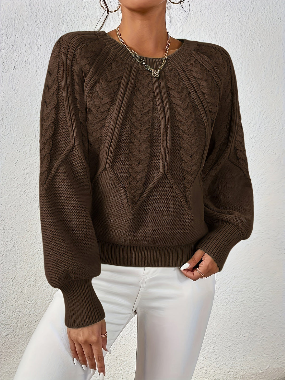 Cassidy | Kabelstrikket Rundhalset Sweater