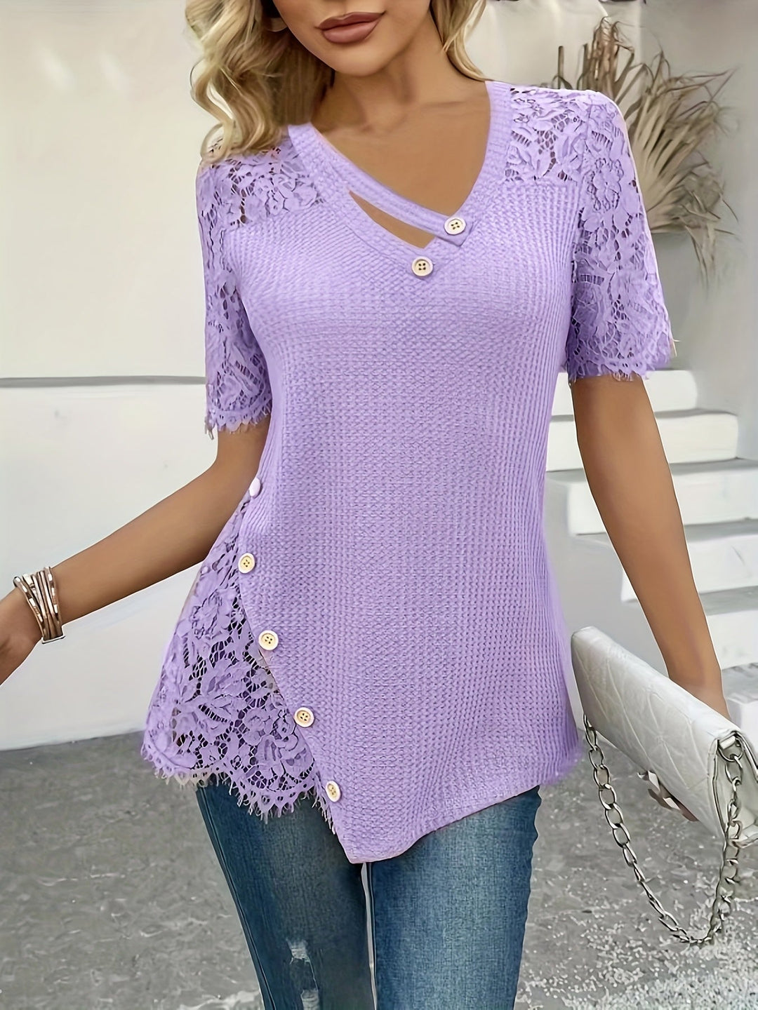 Delphine | Bluse med Blondekant