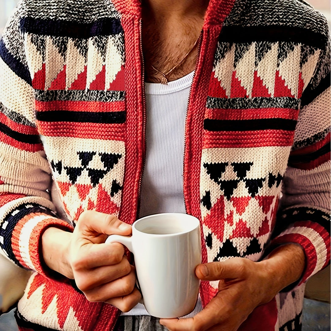 Callum | Mønstret Zip-Up Cardigan