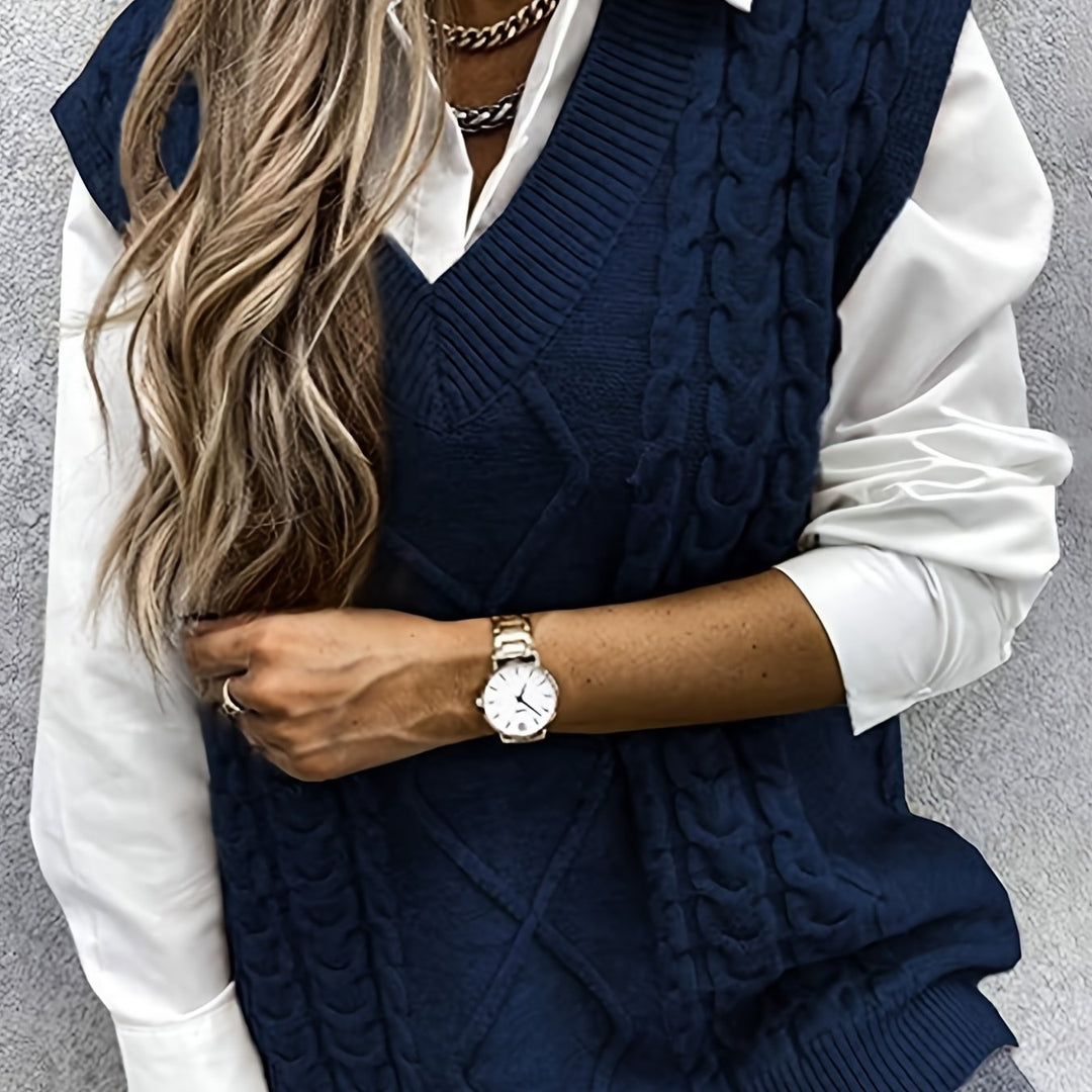 Cora | Cozy Cable-Knit V-Hals Sweater Vest