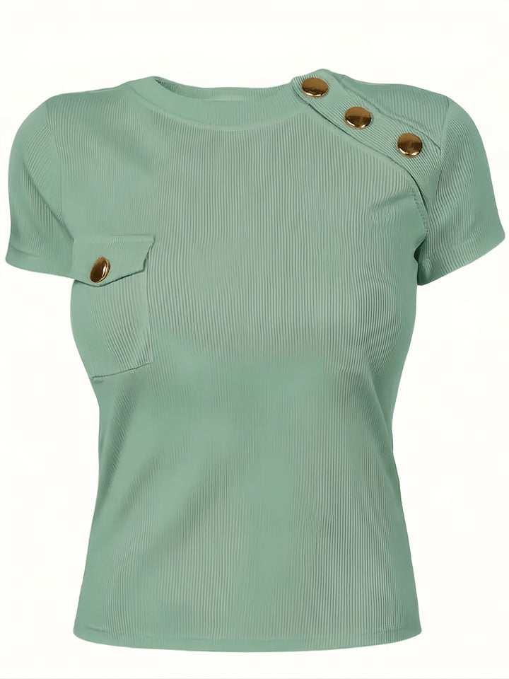 Isla | Knap-Accent Kortærmet T-Shirt