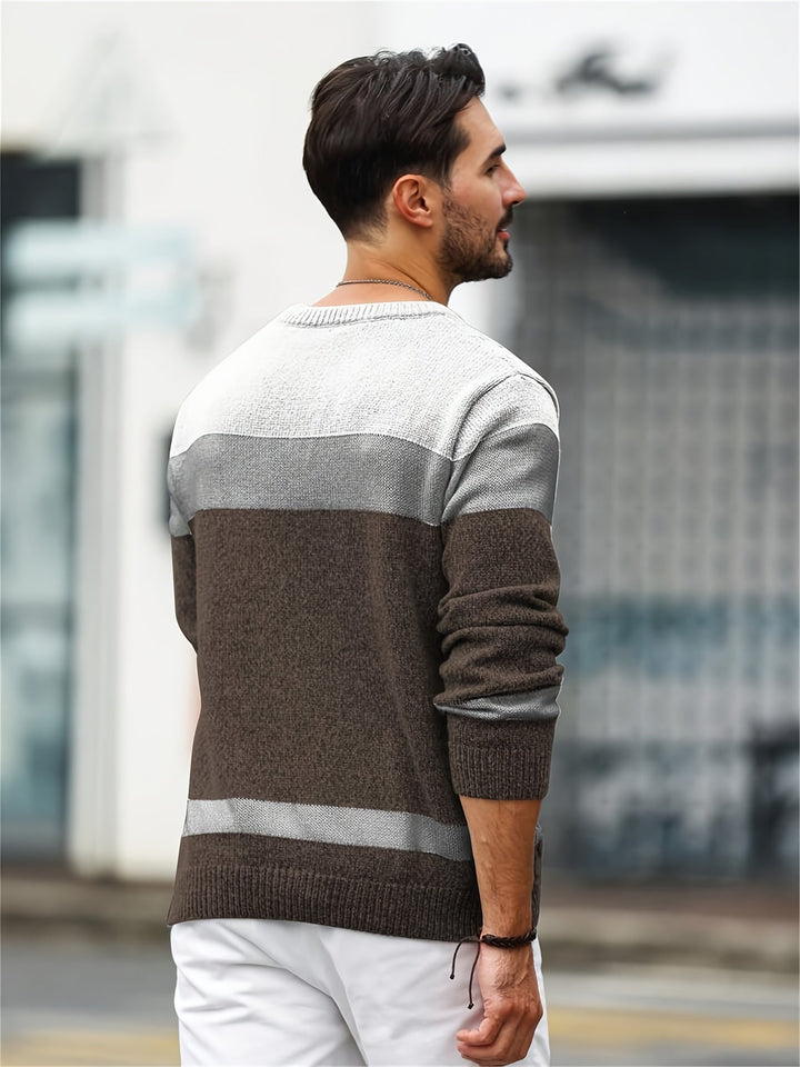 Ethan | Farveblok Strikket Sweater