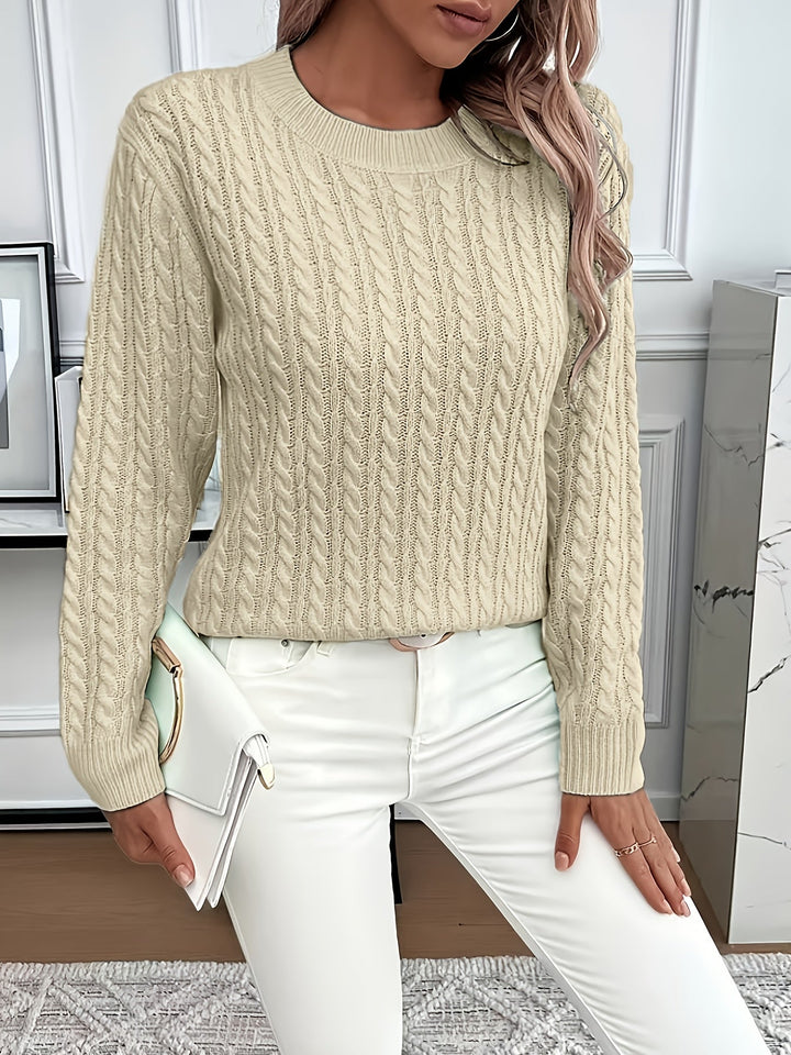 Faye | Kabelstrikket Rundhalset Sweater