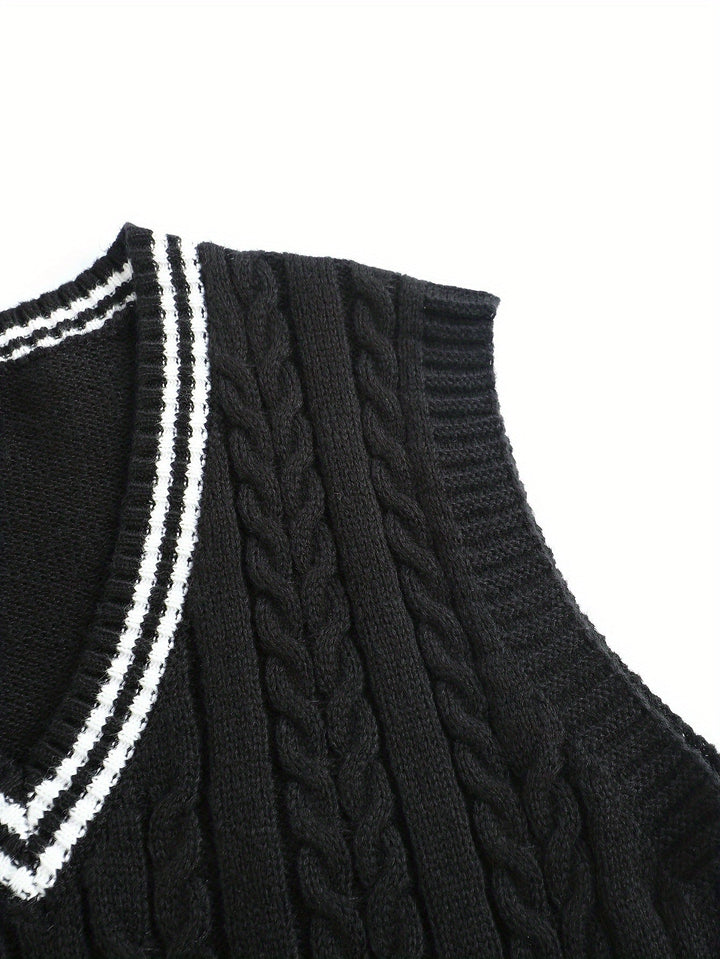 Gideon | Kabelstrikket V-hals Sweater Vest