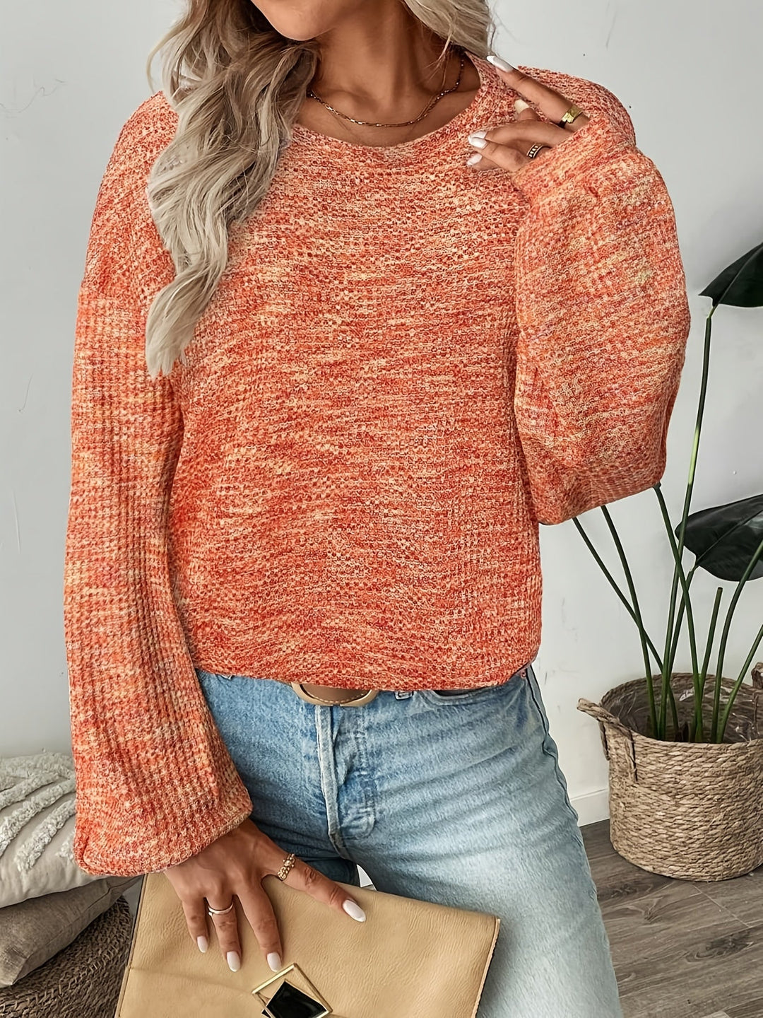 Katrina | Afslappet Vaffelstrikket Sweater
