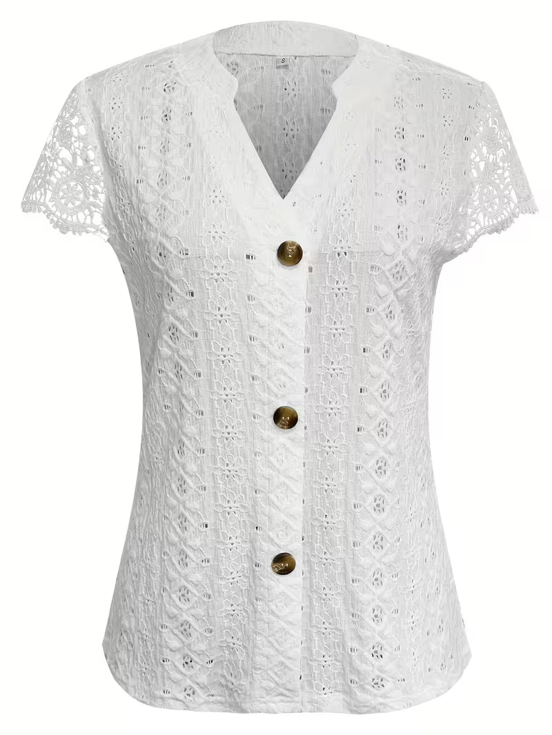 Ariana | Elegant Knap V-Hals Skjorte