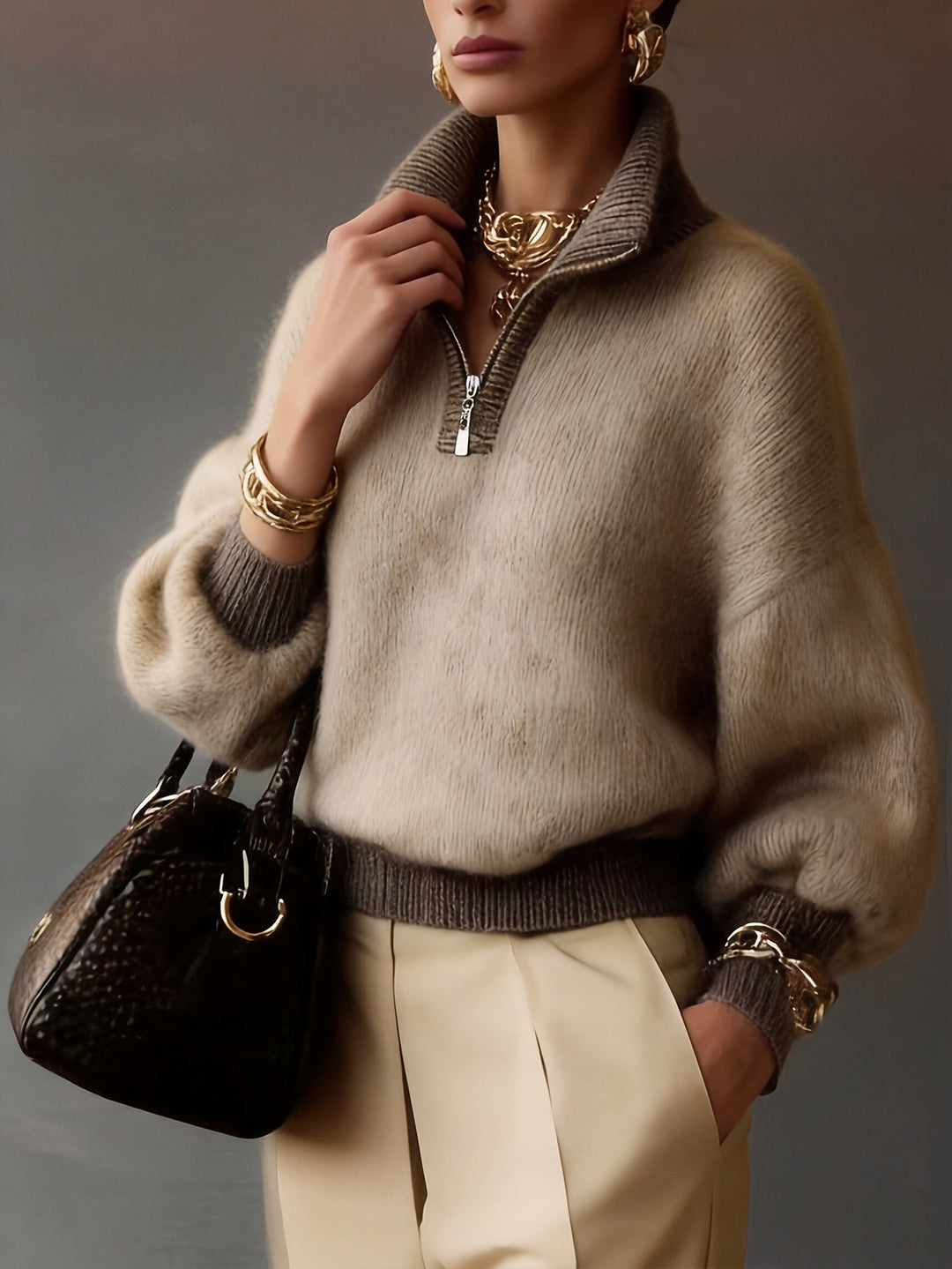 Cecily | Afslappet Halv-Zip Sweater