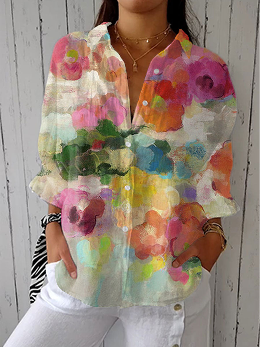 Patricia | Elegant Akvarel Krave Bluse