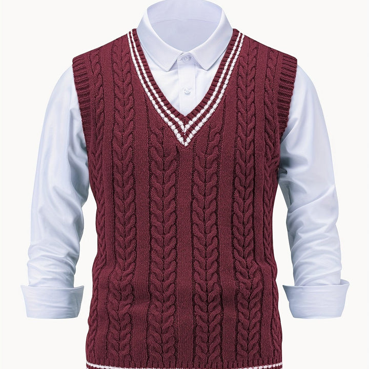 Gideon | Kabelstrikket V-hals Sweater Vest