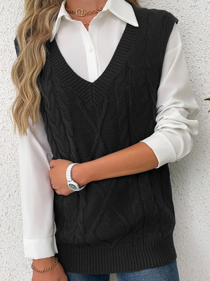 Cora | Cozy Cable-Knit V-Hals Sweater Vest
