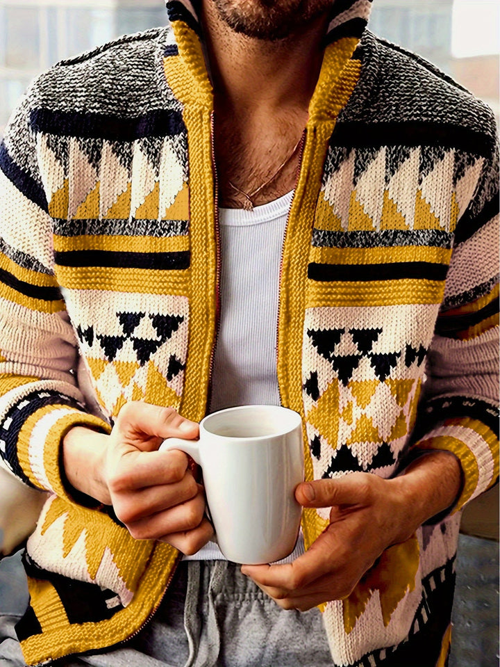 Callum | Mønstret Zip-Up Cardigan