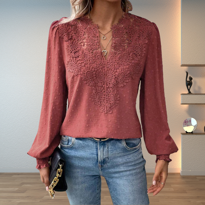 Marlene | Elegant Bluse med Blondekant