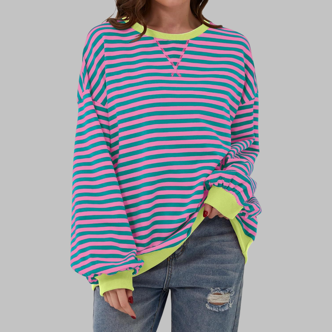 Margaret | Casual Langærmet Stribet Sweatshirt