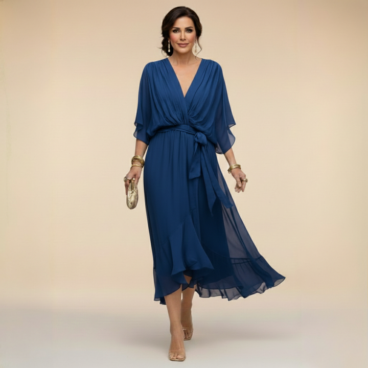 Abigail | Stilfuld Chiffon V-Hals Kjole