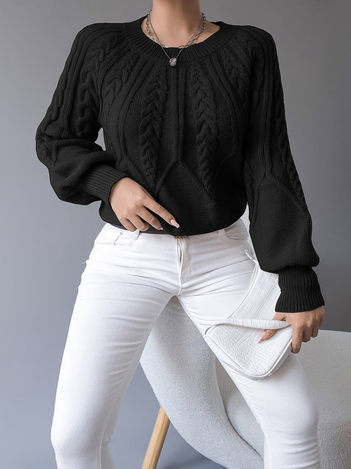 Sabine | Kabelstrikket Lanterneærme Sweater