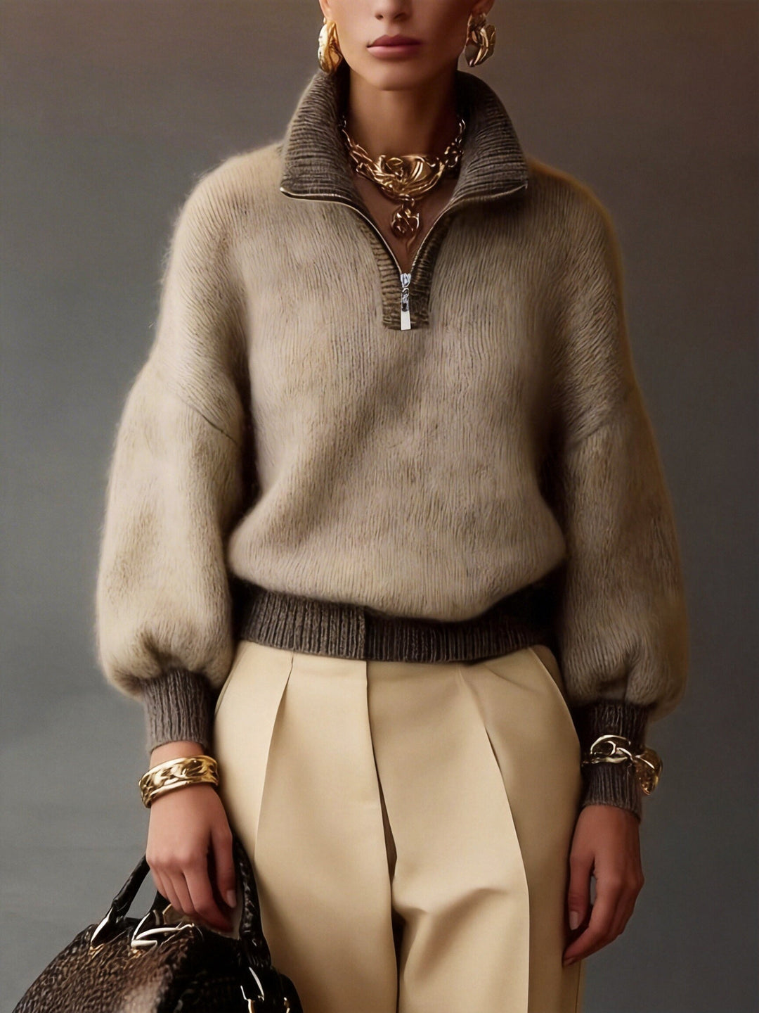 Cecily | Afslappet Halv-Zip Sweater