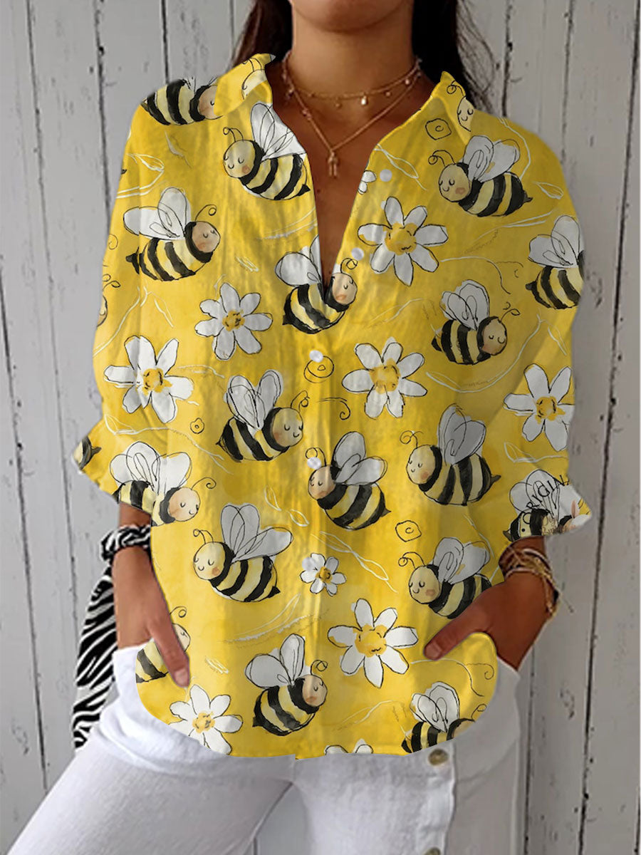 Pamela | Casual Bee Blossom Design Bluse
