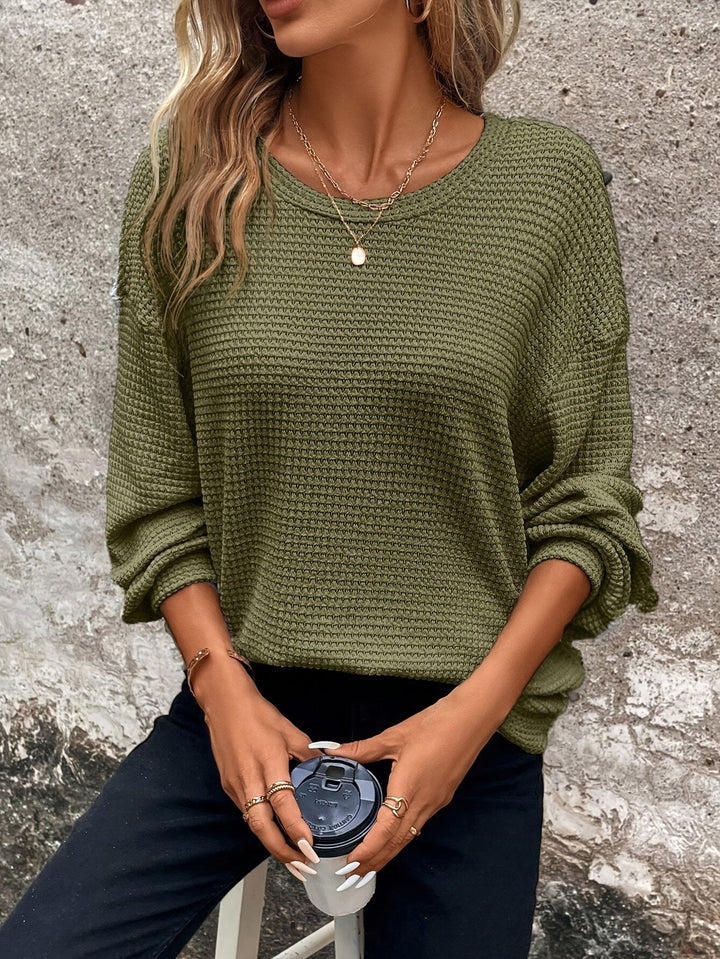 Carly | Afslappet Vaffelstrikket Sweater
