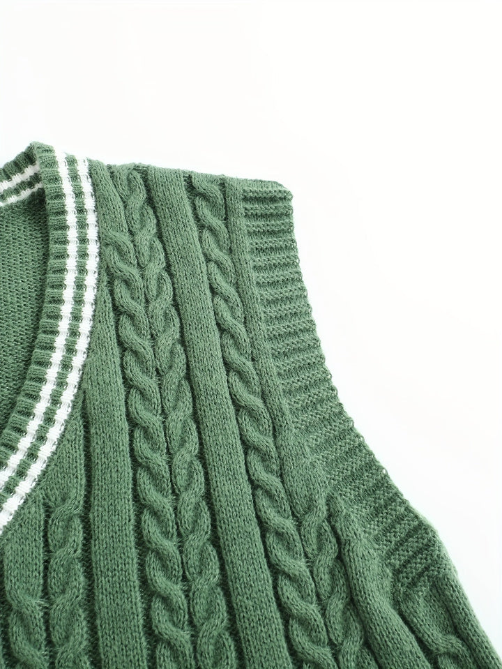 Gideon | Kabelstrikket V-hals Sweater Vest