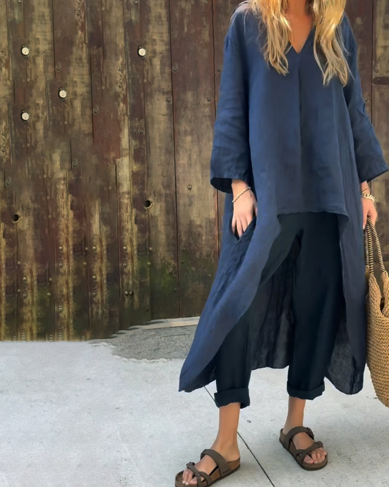 Stella | Elegant Løs V-Hals Sæt