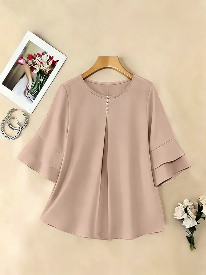 Karen | Bluse med Flared-ærmer og Plisseringer