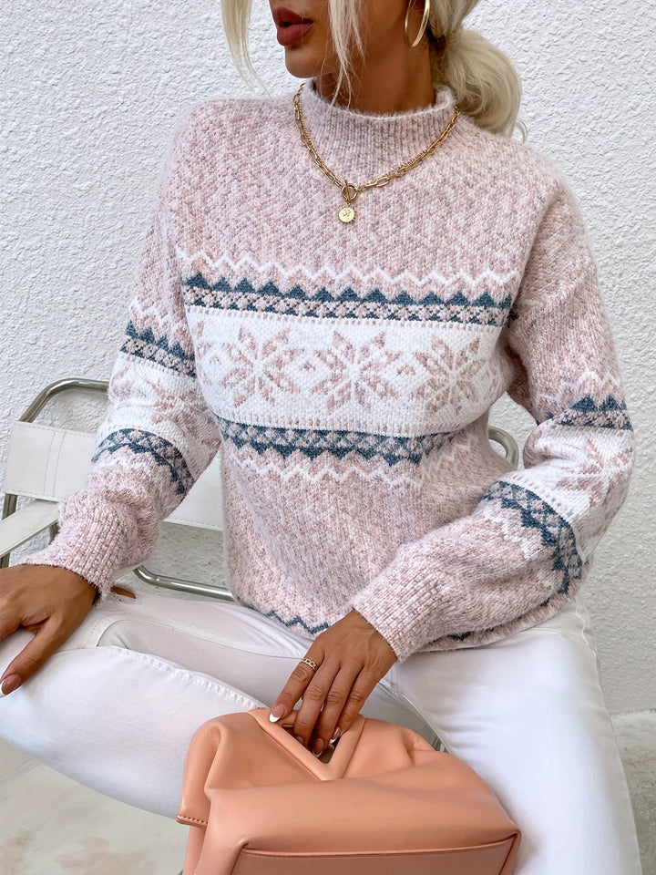Tamsin | Cozy Snowflake Mock-Neck Sweater