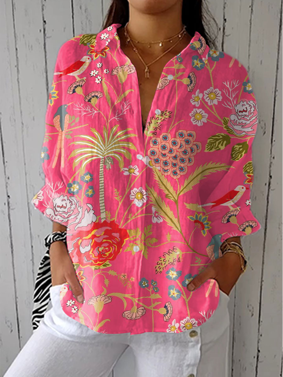 Janet | Stilfuld Tropisk Blomst Bluse