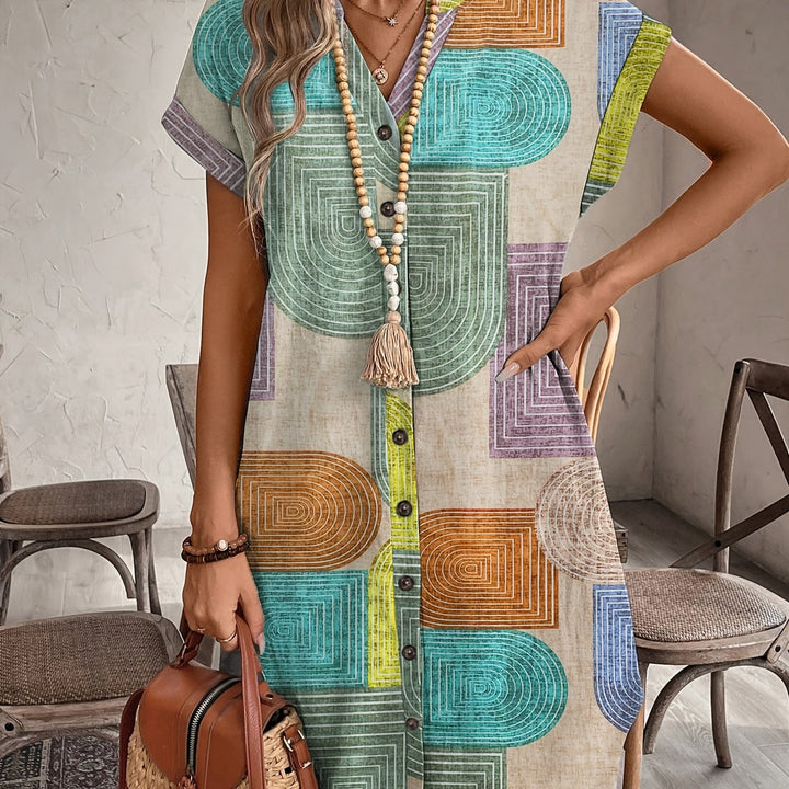 Miriam | Retro Print Skjortekjole
