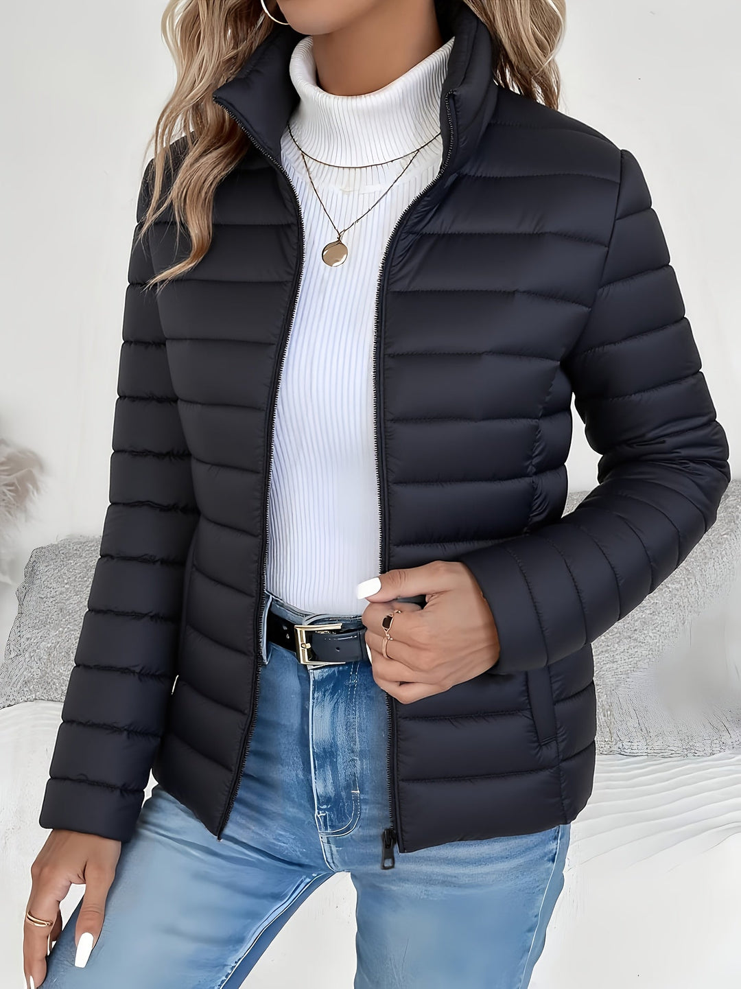Vivienne | Letvægts Stand-Collar Puffer Jakke