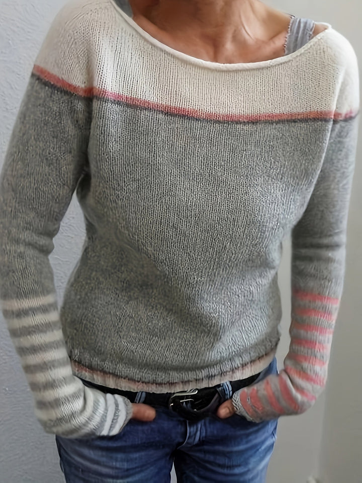 Francesca | Farveblok Båd Hals Sweater