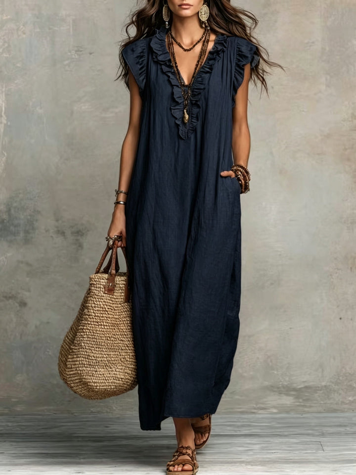 Marisol | Rynket Bohemian Maxi Kjole