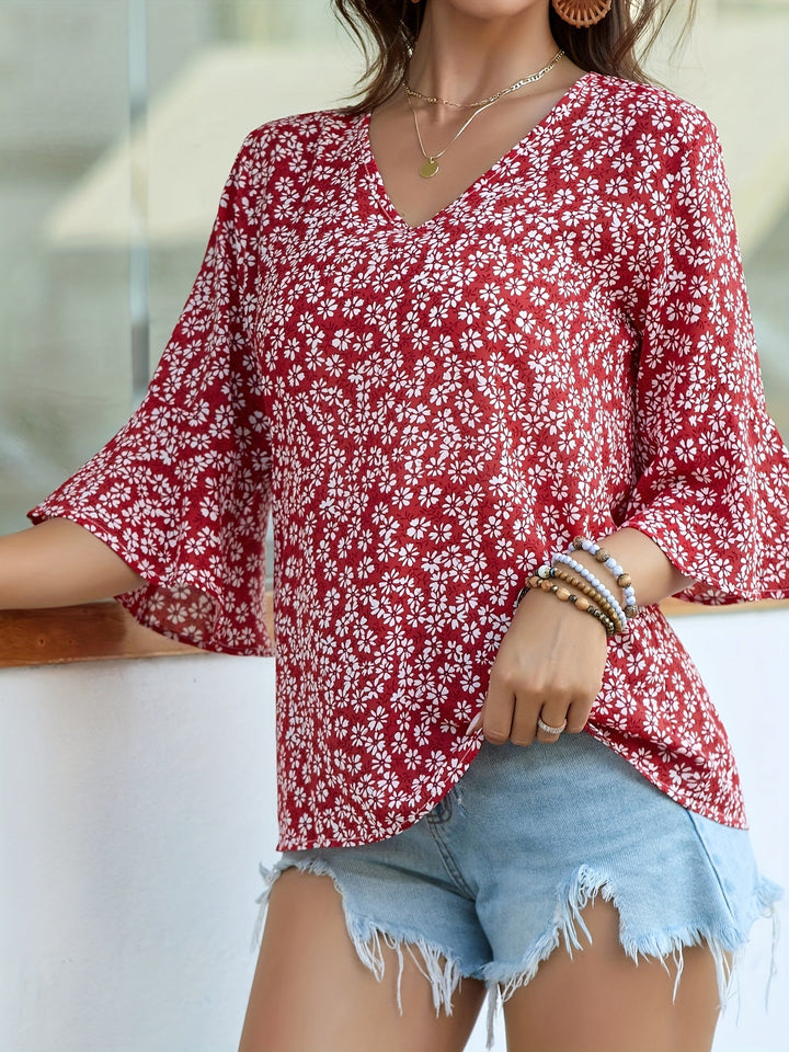 Lorraine | Floral Ruffle-Ærme Bluse