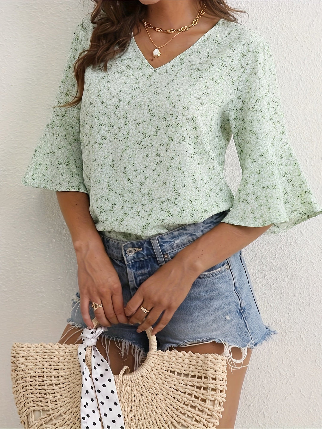 Lorraine | Floral Ruffle-Ærme Bluse