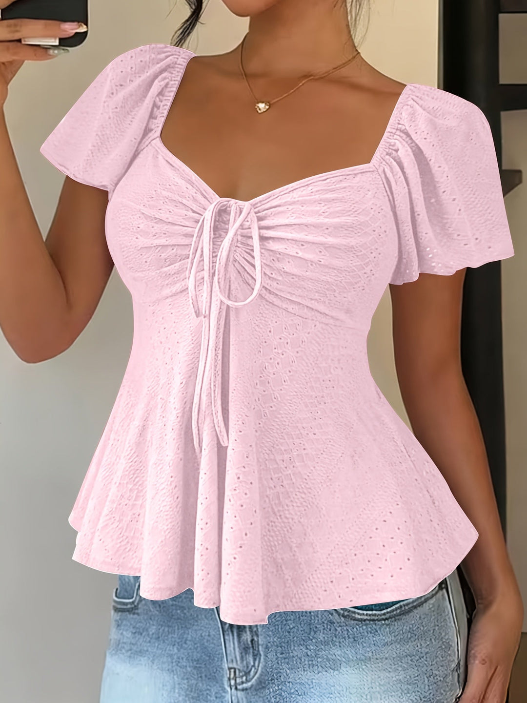 Josephine | Flutter-Ærme Peplum Top