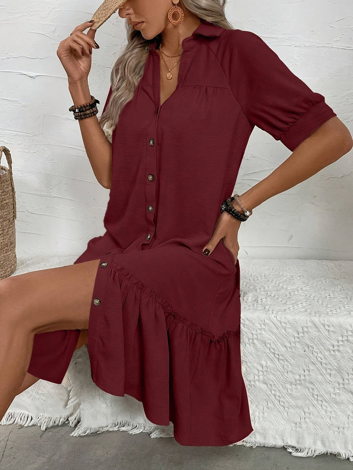 Maevelle | Knapdetaljeret Boho Midi Kjole