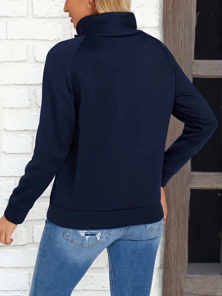 Kirsten | Sweatshirt med knapdetalje og ståkrave
