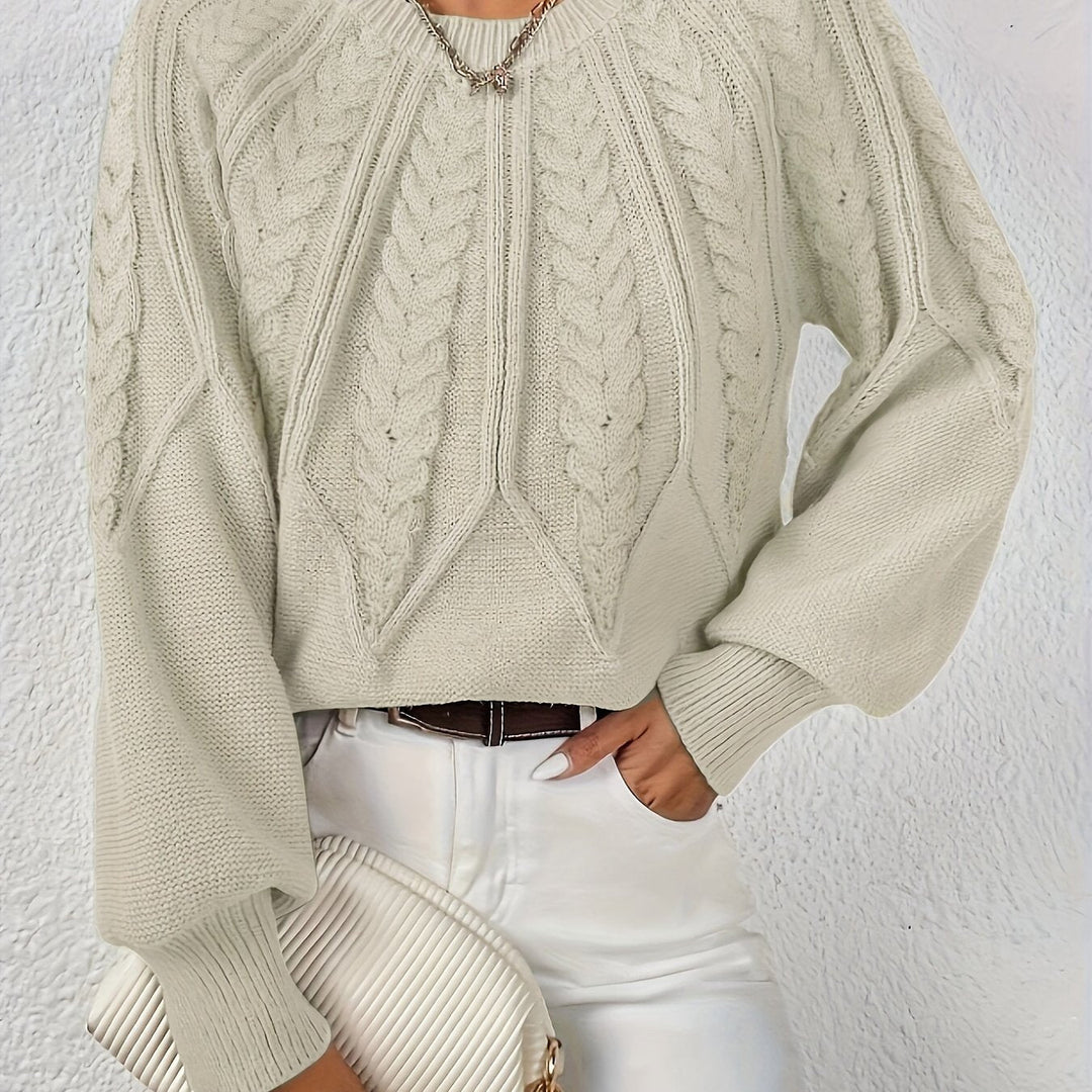 Cassidy | Kabelstrikket Rundhalset Sweater