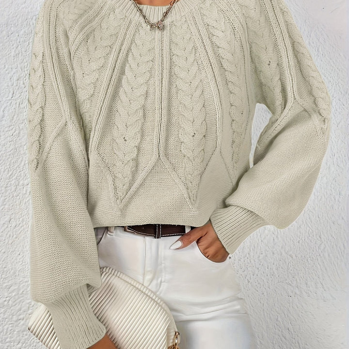 Cassidy | Kabelstrikket Rundhalset Sweater