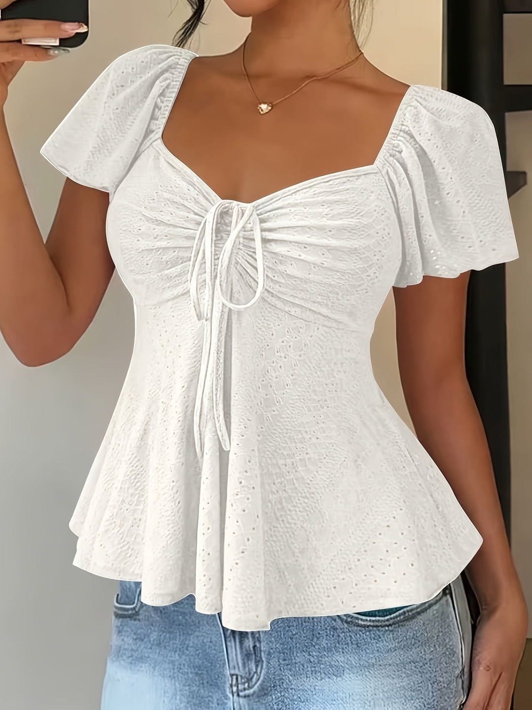 Josephine | Flutter-Ærme Peplum Top