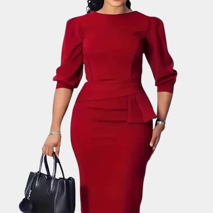 Adele | Sculpted Peplum Midi Kjole
