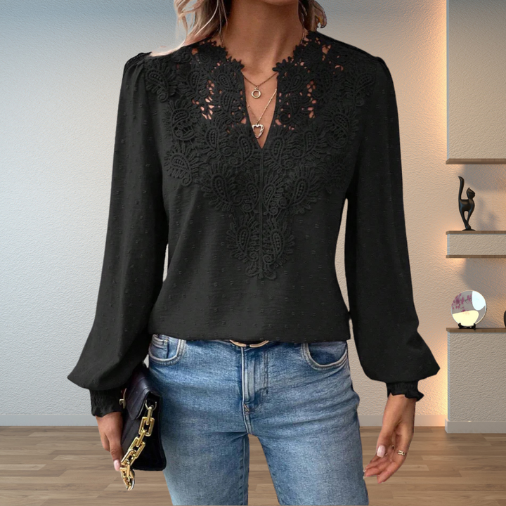 Marlene | Elegant Bluse med Blondekant