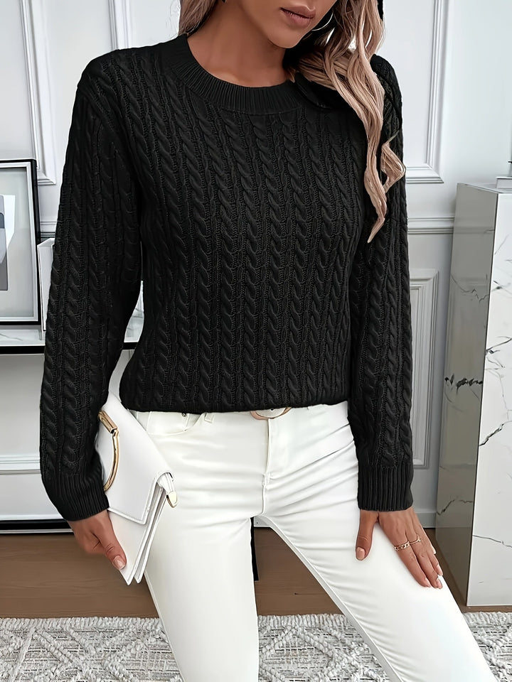 Faye | Kabelstrikket Rundhalset Sweater